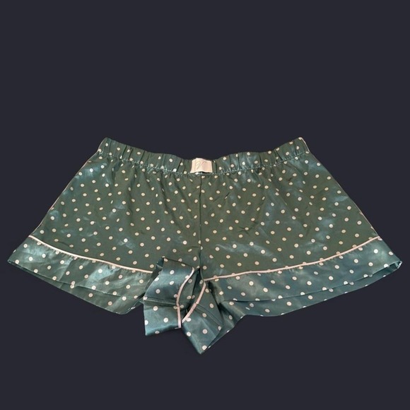 Victoria's Secret Other - Victoria's Secret Teal Polka Dot Satin Pajama Shorts Size XL unique front tag